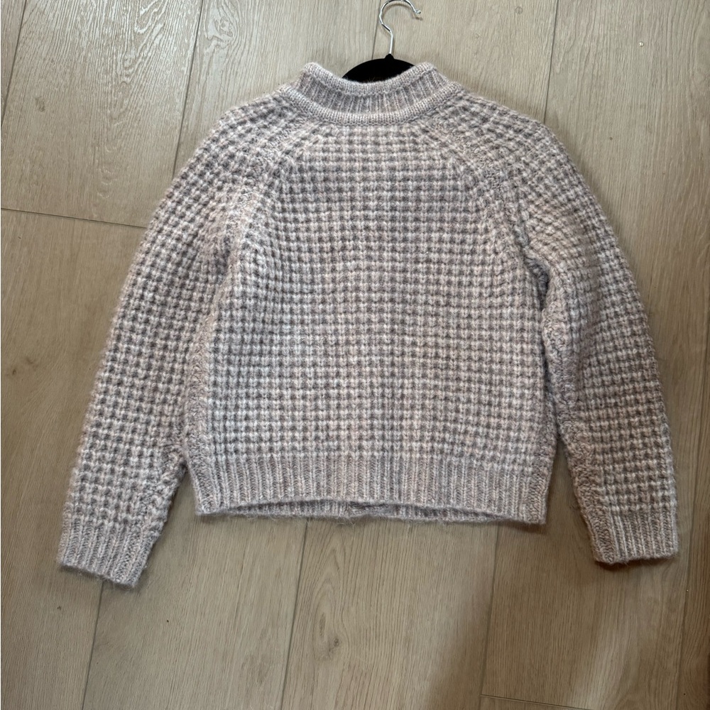 The Great. Women’s Knitted Pink/ Gray Wool Blend ButtonUp Cardigan Sweater - Picture 7 of 7
